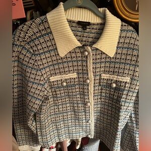 NWT Talbots Boucle Pearl Button Sweater